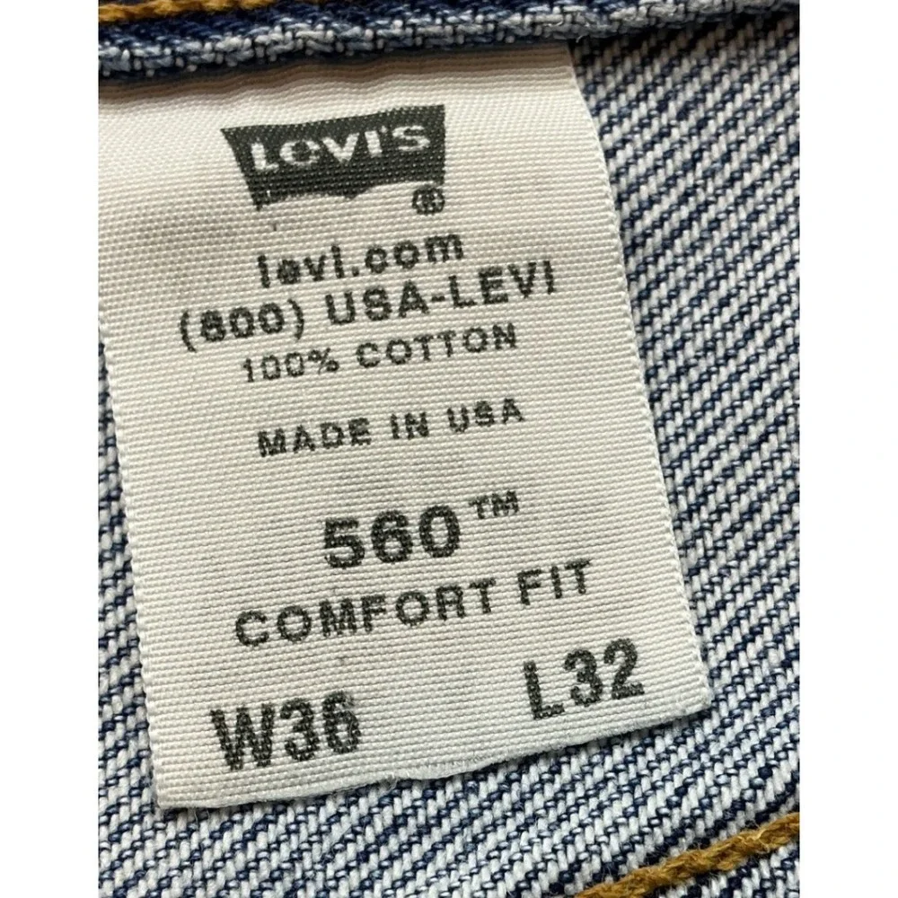 Levi's Vintage‎ Made in USA 560 Comfort Fit Jeans Loose Tapered 36x32 Blue Denim